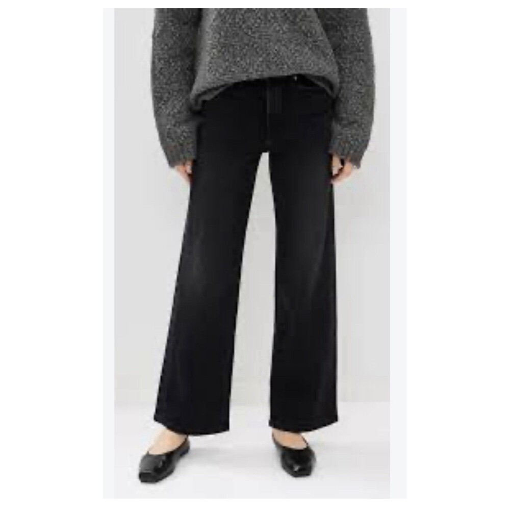 AYR The Secret Sauce High Rise Wide Straight Jeans Date Night Black Wash 28S